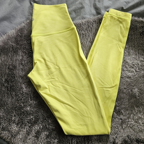 Lululemon 6 Tall Wunder Under high-rise tights pant 28" neon yellow - … - Picture 9 of 10